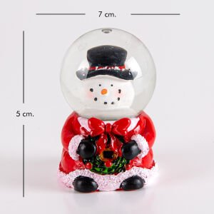 Kar Küresi Siyah Şapkalı Kardan Adam Figürlü Kırmızı-Beyaz 7 X 5 Cm.