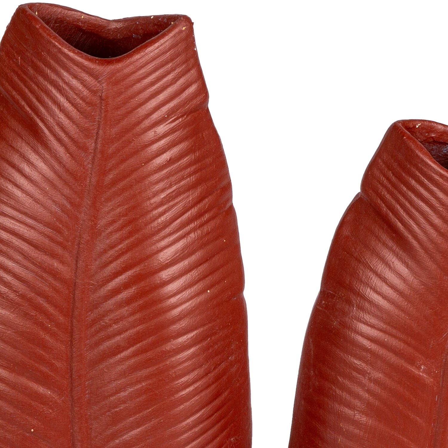 Dekoratif Seramik Vazo Yaprak Tiny 2'li Set Bordo