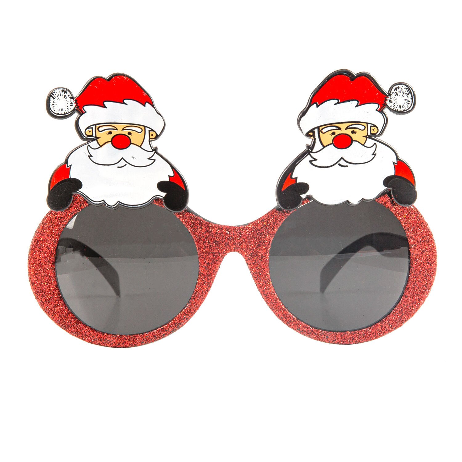 Yılbaşı Parti Gözlük Simli Noel Baba Figürlü Siyah-Bordo 17 x 11 Cm.