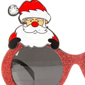 Yılbaşı Parti Gözlük Simli Noel Baba Figürlü Siyah-Bordo 17 x 11 Cm.
