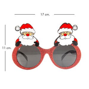 Yılbaşı Parti Gözlük Simli Noel Baba Figürlü Siyah-Bordo 17 x 11 Cm.