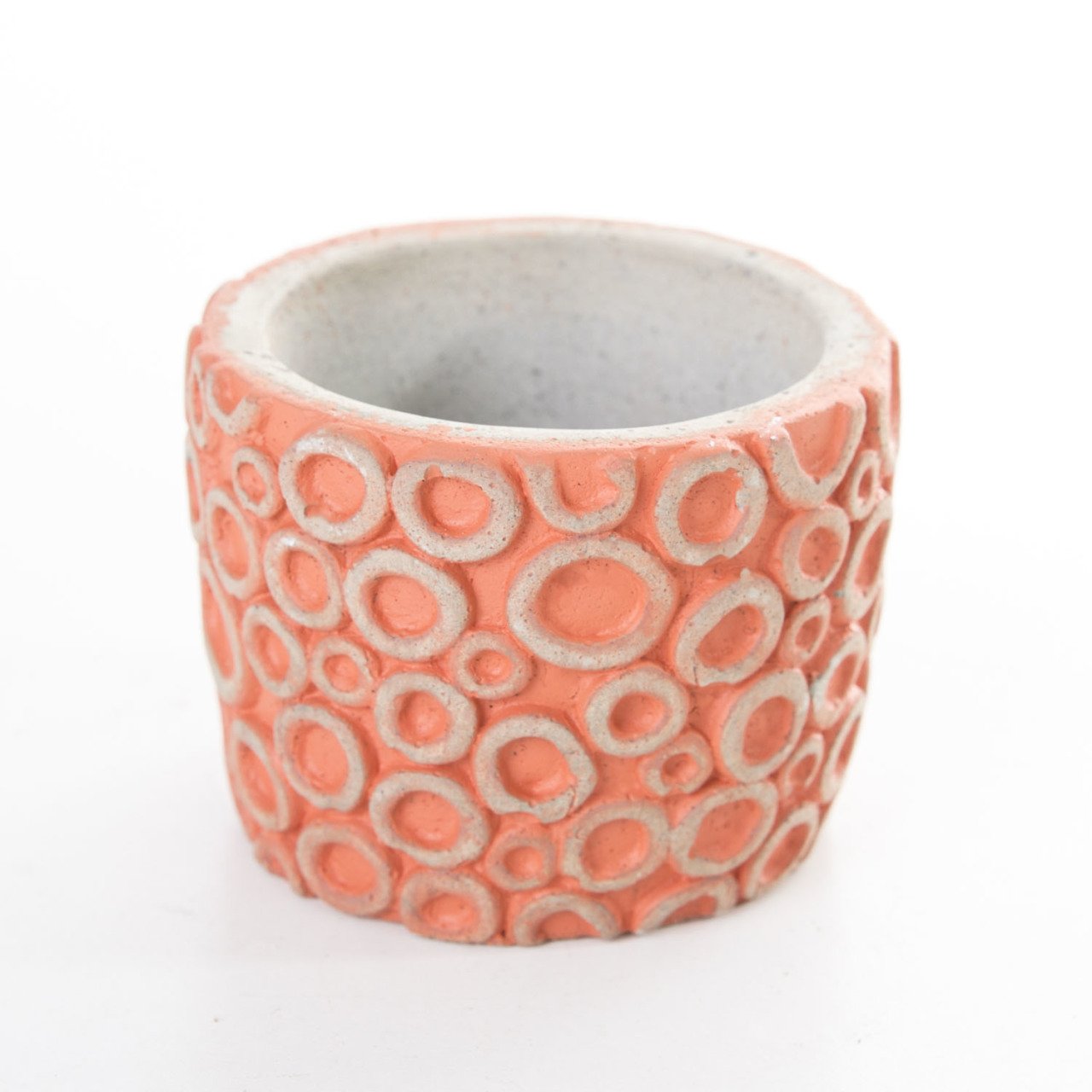 Veramaya Halka Desenli Kiremit Renk Beton Sukulent Saksı 8x6 Cm