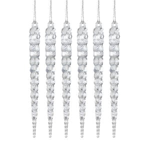 Yılbaşı Süsü Buz Sarkıt 6'lı Paket Şeffaf 15 Cm.
