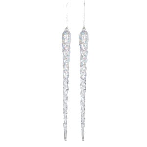 Yılbaşı Süsü Buz Sarkıt Simli 2'li Paket Şeffaf 23 Cm.