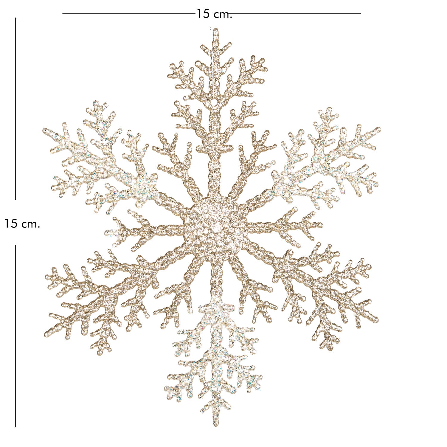 Yılbaşı Süsü Kar Tanesi Figürü Simli Şampanya Renkli 15 Cm.