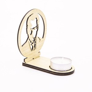 Veramaya Ahşap Lazer Kesim Tealight Portre Atatürk Gölge Mumluk 9x10x5 Cm