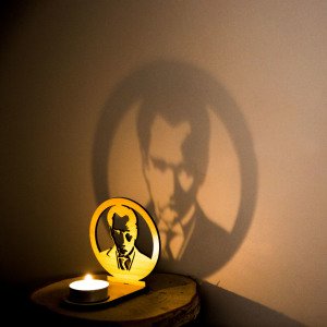 Veramaya Ahşap Lazer Kesim Tealight Portre Atatürk Gölge Mumluk 9x10x5 Cm