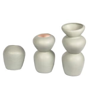Dekoratif Seramik Vazo Dikili 3'lü Set Mint Yeşili