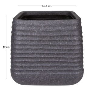Kare İç ve Dış Mekan Saksı Siyah Büyük Boy 50,5x50,5x49 Cm.