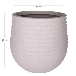 Oval İç ve Dış Mekan Saksı Bej Büyük Boy 53x53x49 Cm.
