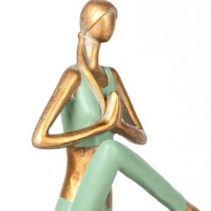 Biblo Yoga Yapan Kadın Yeşil-Gold 17x23x15 Cm.