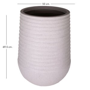 Oval İç ve Dış Mekan Saksı Bej Büyük Boy 53x53x69,5 Cm.