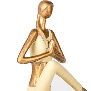 Biblo Taş Zemin Üzerinde Yoga Yapan Kadın Krem-Gold 17x23x15 Cm.