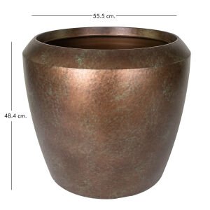 Oval İç ve Dış Mekan Saksı Büyük Boy Bakır Eskitme 55,5x55,5x48,4 Cm.