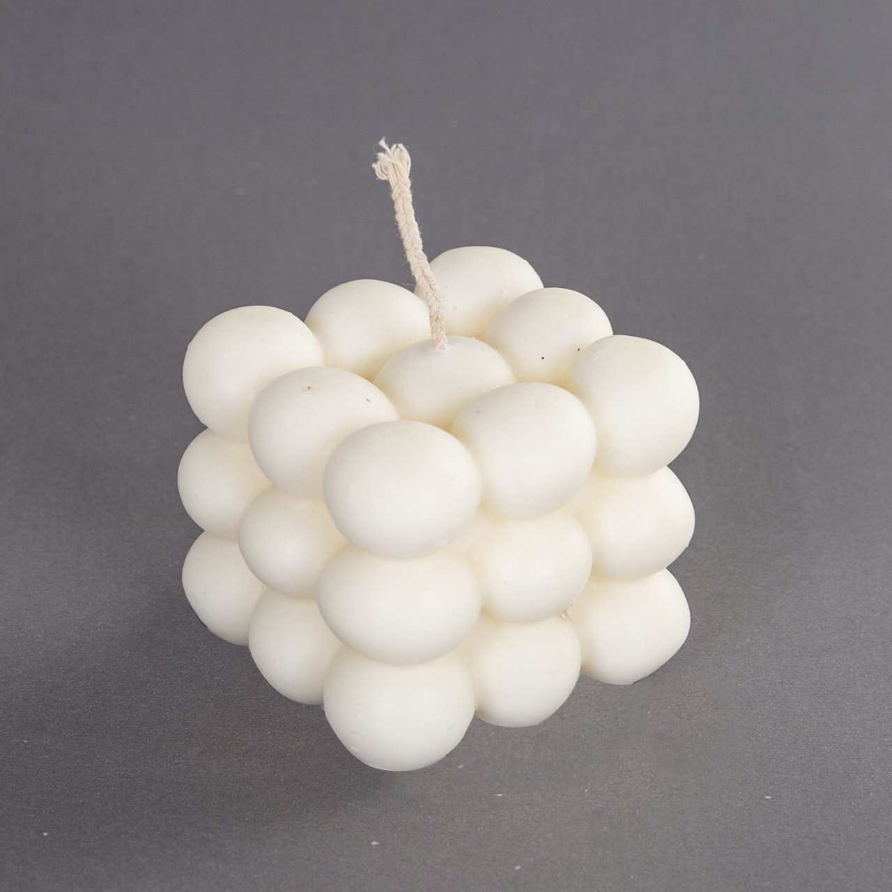 Dekoratif Soya Bubble Mum Krem Renk 6 Cm