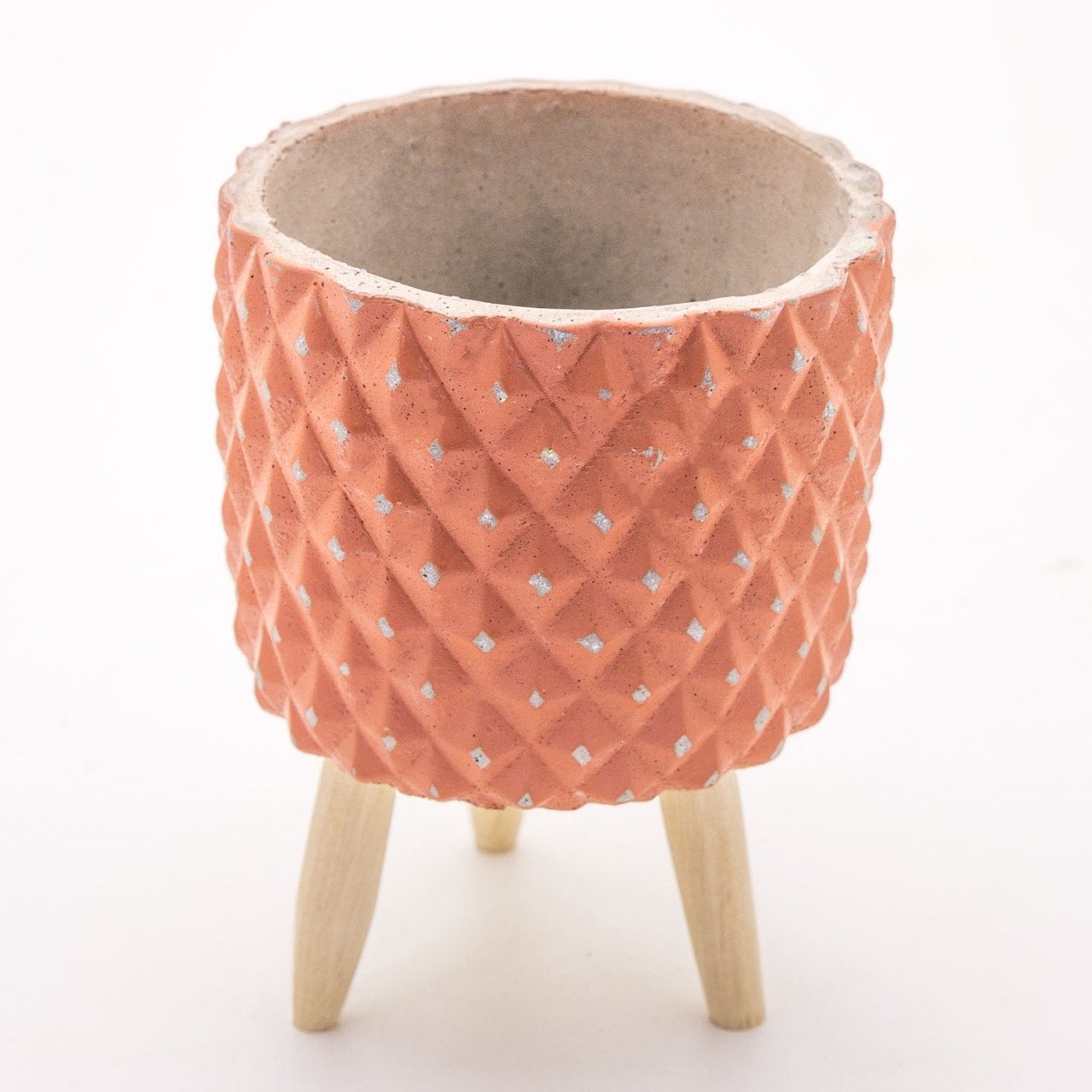 Veramaya Ayaklı Baklava Desen Eskitme Beton Saksı Kiremit Renk 14x20 Cm