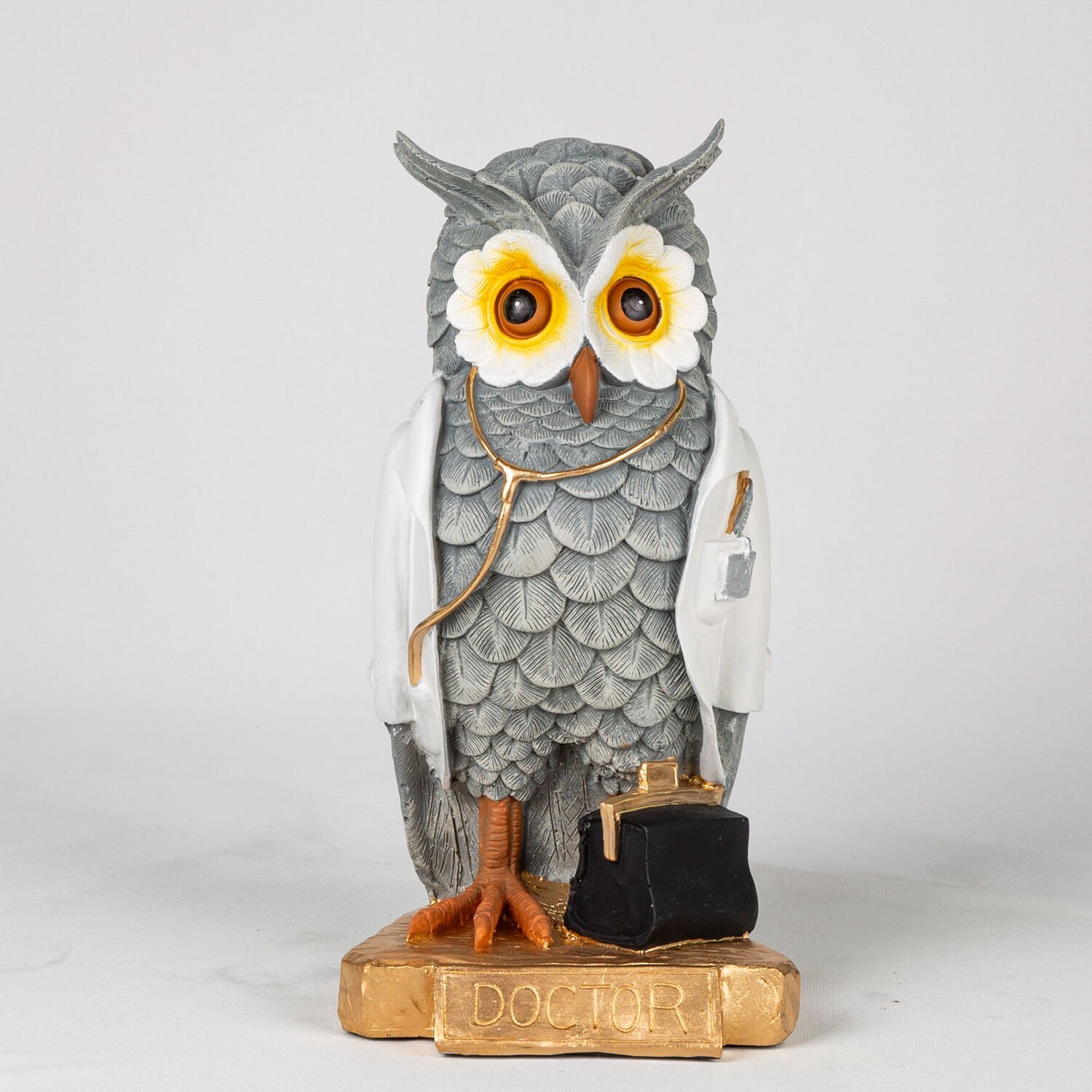 Biblo Beyaz Önlüklü Doktor Baykuş Gri 17x33x14 Cm.