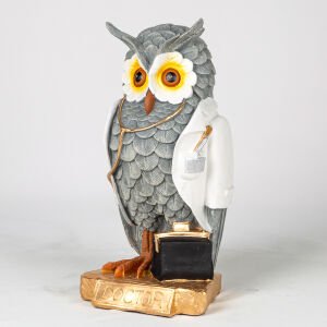 Biblo Beyaz Önlüklü Doktor Baykuş Gri 17x33x14 Cm.