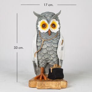 Biblo Beyaz Önlüklü Doktor Baykuş Gri 17x33x14 Cm.