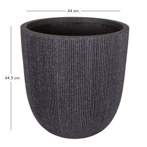 Oval İç ve Dış Mekan Saksı Büyük Boy Koyu Antrasit 44x44x44,5 Cm.