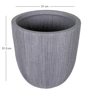 Oval İç ve Dış Mekan Saksı Gri Küçük Boy 31x31x31,5 Cm.