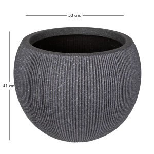 Oval İç ve Dış Mekan Saksı Büyük Boy Koyu Antrasit 53x53x41 Cm.
