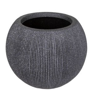 Plastik Saksı, Oval, Koyu Antrasit - İç ve Dış Mekan, Orta Boy, 37x37x30 cm