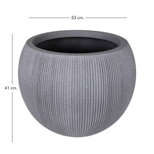 Oval İç ve Dış Mekan Saksı Gri Büyük Boy 53x53x41 Cm.