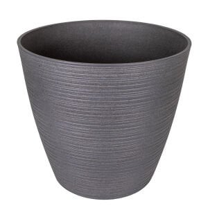 Plastik Saksı, Oval, Antrasit Gri - İç ve Dış Mekan, Büyük Boy, 43x43x40 cm
