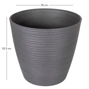 Oval İç ve Dış Mekan Saksı Antrasit Gri Orta Boy 35x35x32,2 Cm.