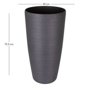 Konik İç ve Dış Mekan Saksı Antrasit Gri Büyük Boy 40x40x75,5 Cm.