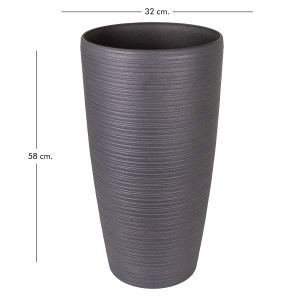 Konik İç ve Dış Mekan Saksı Antrasit Gri Orta Boy 32x32x58 Cm.
