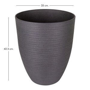 Oval İç ve Dış Mekan Saksı Antrasit Gri Orta Boy 35x35x42,5 Cm.