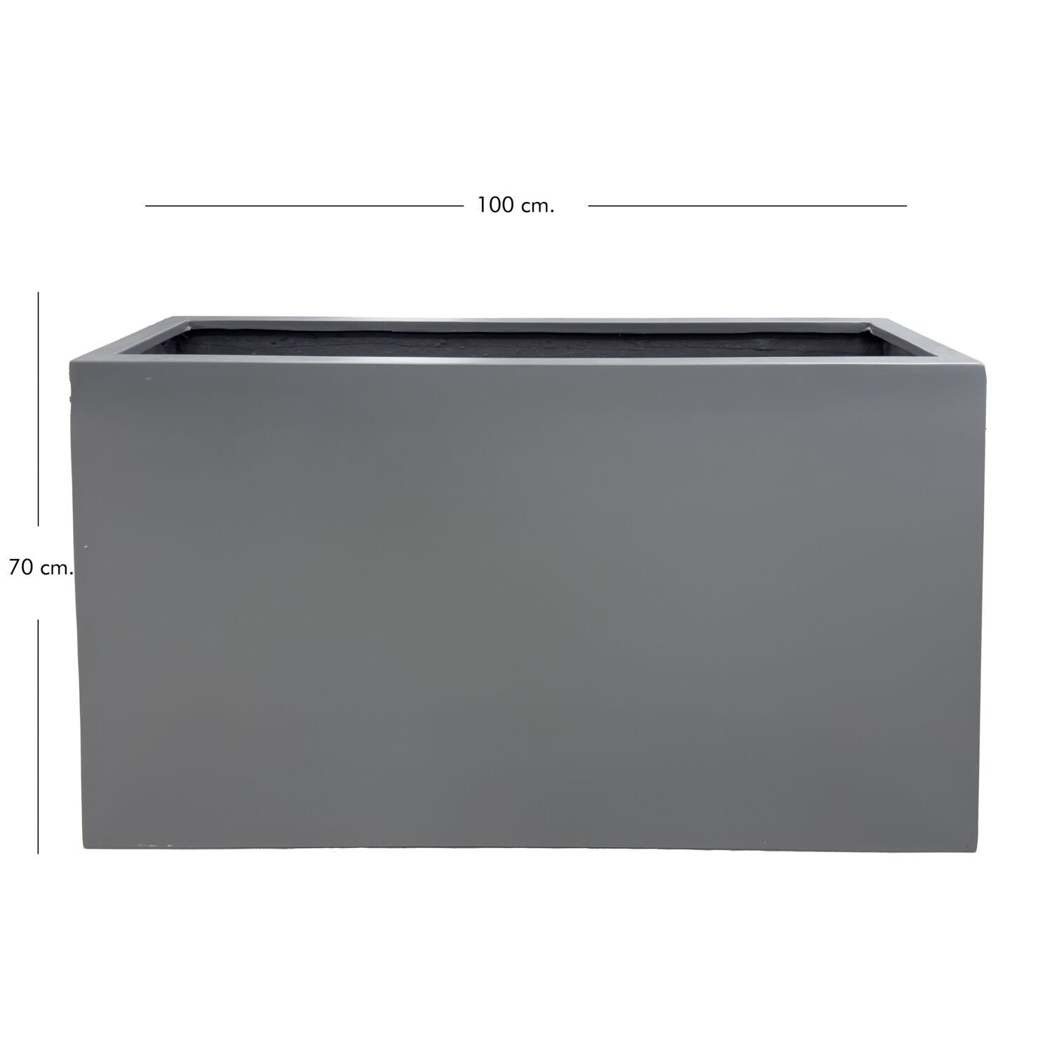 Fiber Saksı, Dikdörtgen Seperatör, Antrasit - 100x70x35 cm
