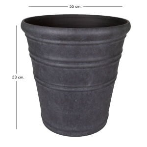 Oval İç ve Dış Mekan Saksı Kömür Siyahı Büyük Boy 55x55x53 Cm.