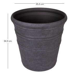 Oval İç ve Dış Mekan Saksı Kömür Siyahı Mini Boy 35,5x35,5x34,5 Cm.