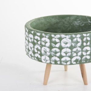 Veramaya Ayaklı Yeşil Yuvarlak Beton Aranjman Saksı 20x16 Cm