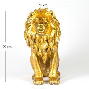 Altın Varaklı Altın Yeleli Aslan Biblo Gold 50x50x24 Cm.