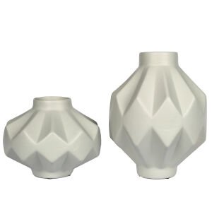 Dekoratif Seramik Vazo Mimoza 2'li Set Mint Yeşili
