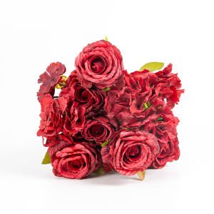 Yapay Çiçek Gül Buketi Kırmızı 49 Cm.