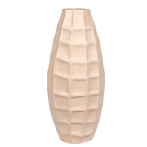 Dekoratif Seramik Vazo Tena Krem 17x41 Cm.