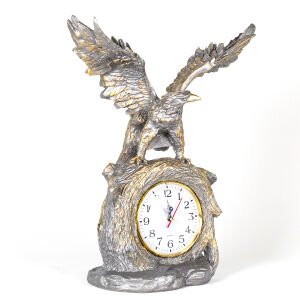 Kartal Figürlü Saat Biblo Füme 33x50x16 Cm.