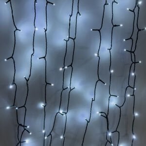 Yılbaşı Led Işık, Beyaz Işık - 100 Ledli, USB Girişli, Pilli, Yeşil Kablo, 10 Metre