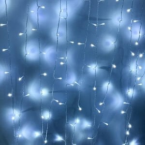 Yılbaşı Led Işık, Beyaz Işık - 100 Ledli, USB Girişli, Pilli, Şeffaf Kablo, 10 Metre