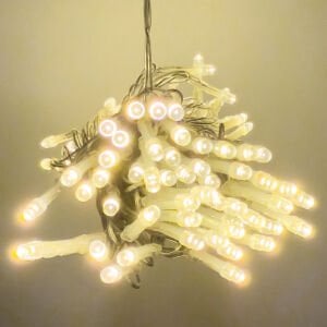 Yılbaşı Led Işık, Gün Işığı - 100 Ledli, USB Girişli, Pilli, Şeffaf Kablo, 10 Metre