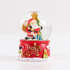 Kar Küresi Hediye Taşıyan Noel Baba Figürlü Kırmızı-Beyaz 6,5 X 4,5 Cm.