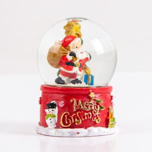 Kar Küresi Hediye Taşıyan Noel Baba Figürlü Kırmızı-Beyaz 6,5 X 4,5 Cm.