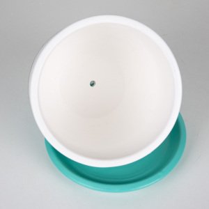 El Yapımı Tabaklı Delikli Beton Saksı Turkuaz Beyaz 15x13 Cm