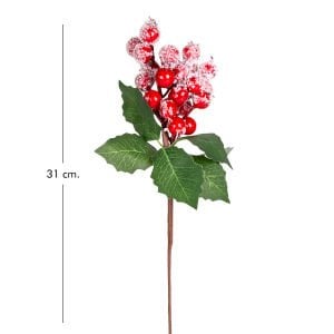 Yılbaşı Çiçeği Pike Karlı Berry Kırmızı-Yeşil 30 Cm.