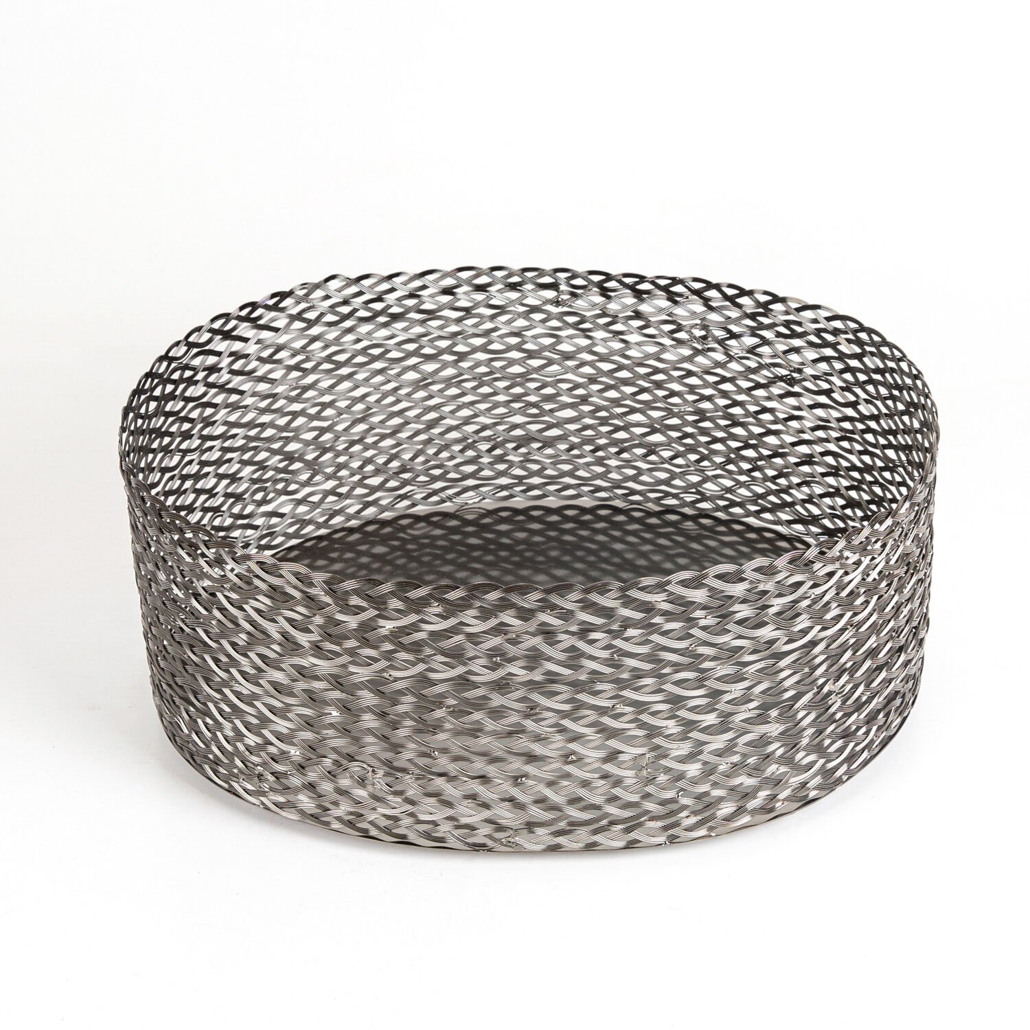 Metal Sepet, Oval, Hasır Örgü, Gümüş Renk - 40x32x13 cm
